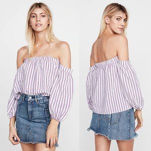 NWT Express Off Shoulder Balloon Sleeve Blouse L